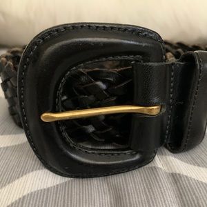 Coach black leather braided belt size small